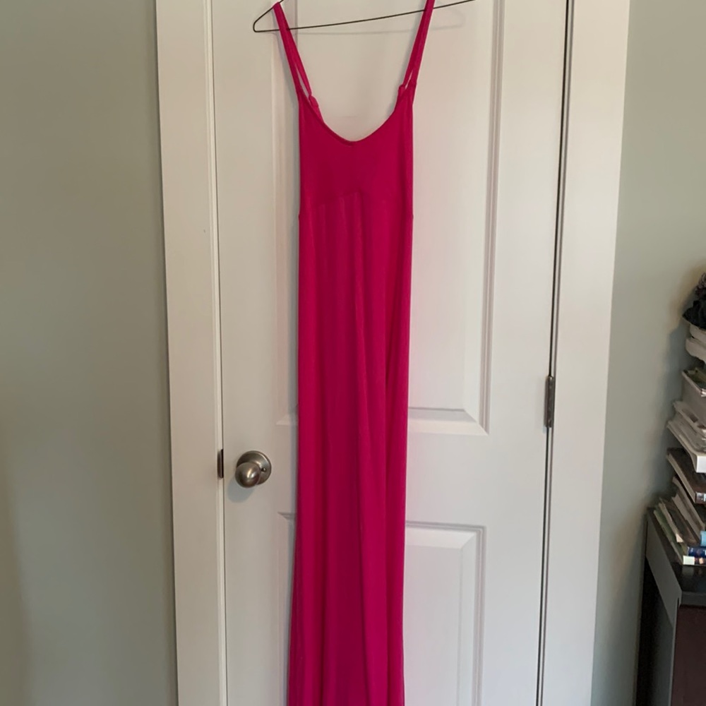Old Navy Bright Pink Maxi Dress w/Criss Cross Back